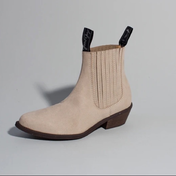 Good Guys Don’t Wear Leather Shoes - DUKE BEIGE VEGAN SUEDE COWBOY BOOTS